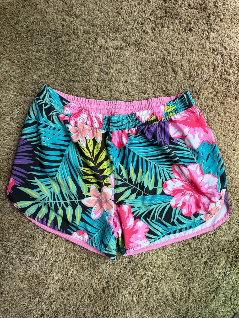Worldwide Sportsman Tropical Floral Active Shorts - Pink & Teal